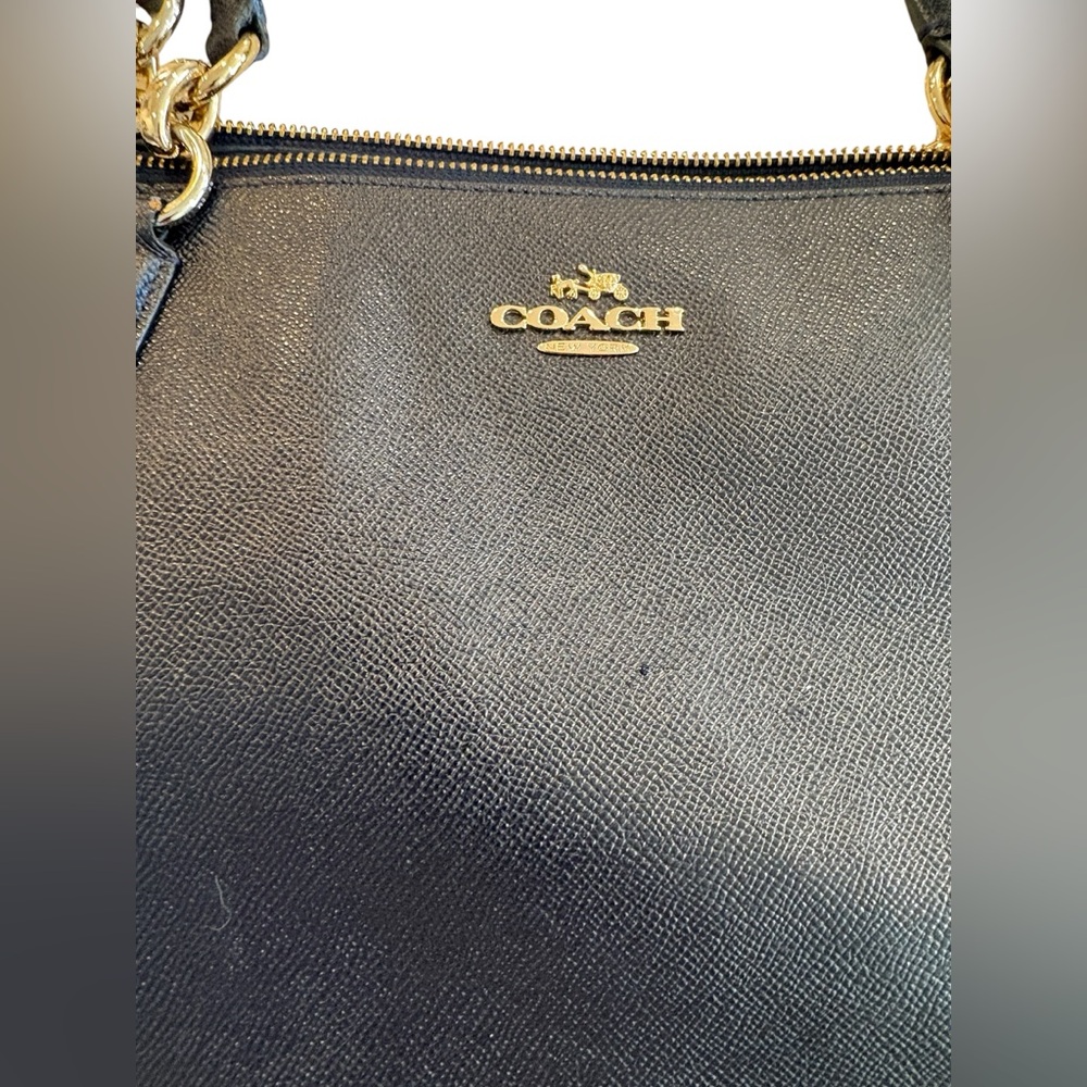 Coach Black Leather Double-Handle Tote - Picture 6 of 16